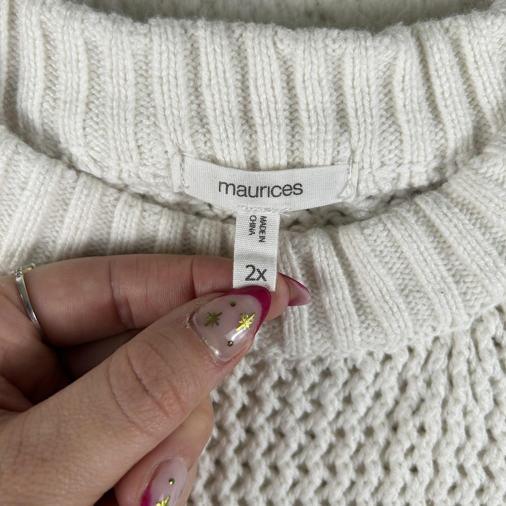 Maurices Sweater Womens 2X USA Flag Patriotic Waffle Knit Pullover Costal Preppy - Picture 6 of 13